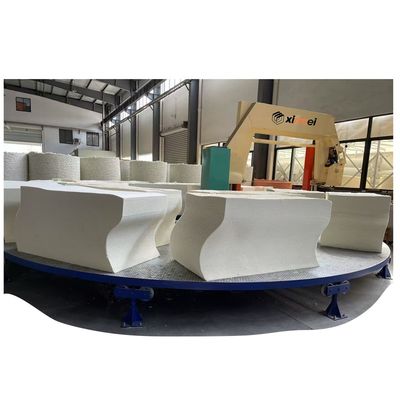 Mesa de trabajo redonda de rotación continua de carrusel antideslizante para corte único de cinco bloques de espuma, máquina de corte horizontal de PU (con succión de aire)